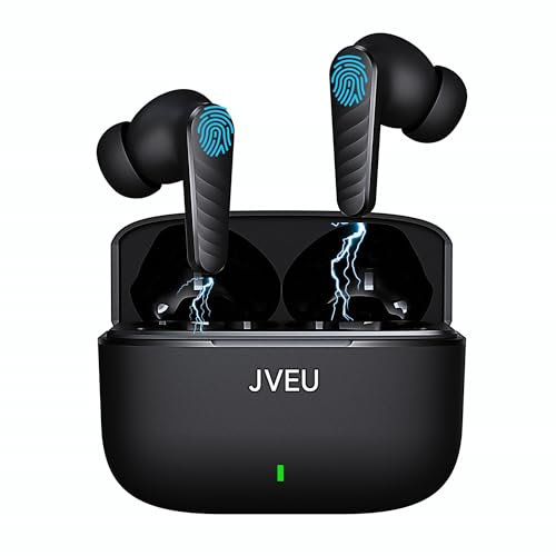 JVEU Écouteurs Bluetooth sans Fil - True Wireless Stereo (TWS) - Réduction de Bruit ENC - Mode Gaming - Commande Tactile - Autonomie 35H avec Boîtier de Charge Type-C - Connexion Bluetooth 5.3,