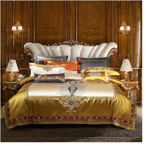 1400TC Seidenbettwäsche Bettwäsche King König Queen Size Palace Sticker Bettdecke Flachblatt Dicke Betten 4pcs, Baumwollabdeckung ui