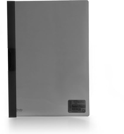Office Box, 10er-Pack Clip-Mappen, A4, für bis zu 30 Blatt, mit schwarzer Kunststoffklammer, transparenter Deckel und Gehäuse in 5 Farben, aus 100 % recycelbarem Polypropylen (schwarz)