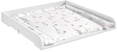 WOLTU Cambiador para Bebé 80x80x10 cm, Accesorio Universal para Cómoda, Tablero Cambiador en MDF, Profundidad Ajustable 46,5-50 cm, Montaje en Pared, Blanco