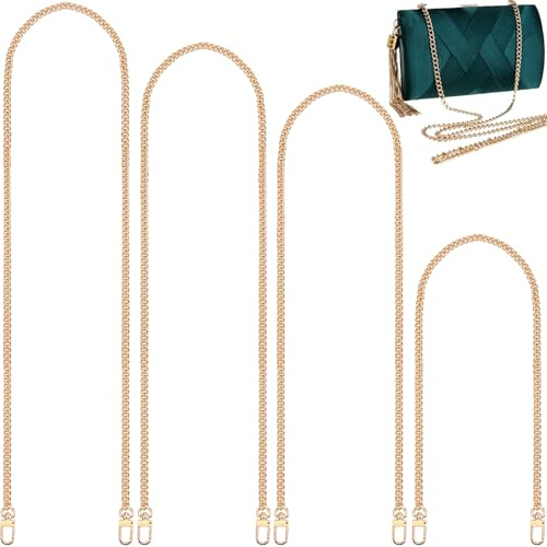 Roellgs 4 stycken guldkedja till väska, guldkedja till väska 120 cm, 110 cm, 100 cm, 60 cm, väskedja, för damer väskor, gör-det-själv väskor, handväska, crossbody väskor