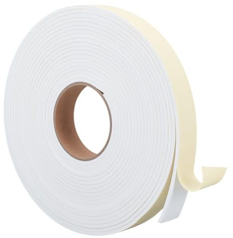 BENECREAT Striscia di Schiuma Autoadesiva 10m x 3cm x 4mm, Nastro In Schiuma Ad Alta Densità, Nastro Sigillante In Schiuma per Porte e Finestre, Isolamento Termico, Bianco