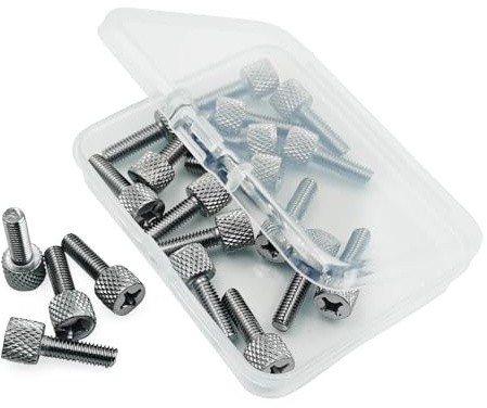 20Pcs Rack Screws, Hand-Twist Knurled Thumb Screws for Rack Mount Hardware – Tool-Free Installation, Chrome Plated Carbon Steel, Compatible with ECHOGEAR, Startech, NavePoint, Sysracks (M6x16)
