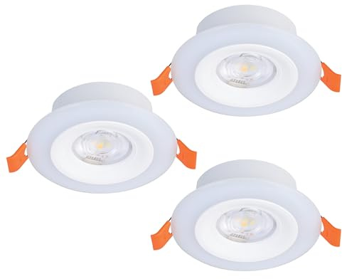 Eglo Set de 3 focos LED empotrables Calonge RGB, spot de techo plano con mando, regulable, plástico blanco, cambio de color, blanco cálido-frío, Ø 9,8 cm
