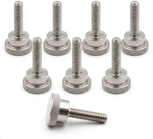 PrecisionGeek – Tornillos moleteados M6 x 20 mm – Acero inoxidable – Cabeza plana moleteada de 16 mm de diámetro – 8 unidades – Tornillo manual – Fabricado en Europa