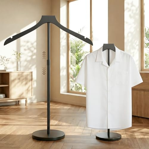 2 Pack Mannequin Torso, Adjustable Shirt Display Stand Height 20 to 34 Inches, Cap and Gown Display Stand Stable Clothing Garment Dress Form, Coat Jacket Hanger Easy to Install, Black