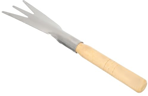 BEBEMOKO Stainless Steel Three-Toothed Gardening Shovel for Weeding and Planting, Sturdy Hand Trowel Vegetable Spade for Garden and Yard Use, 1pcs Tool
