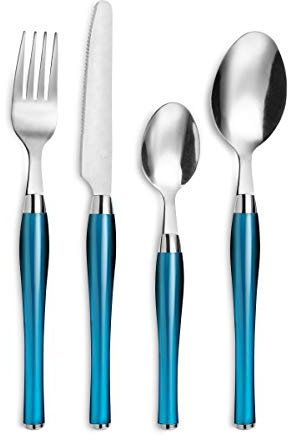 Amefa Besteck PURITY, Tafelbesteck mit farbigen Kunststoffgriffen, für 6 Personen, blau, 24-teilig