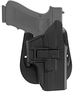 efluky Fondina Glock Pistola Polimero Holster per Glock 19/23/32(Gen1-5), Glock 19X, Glock 45, Paddle 60° Regolabile Nero