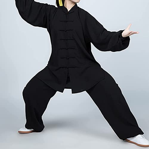 WoCOyo Tai Chi Vêtements Loisirs Respirant Coton et Lin Tenue De Tai Chi Kung Fu Et Qi Gong Couleur Unie Taekwondo Arts Martiaux Costume pour Homme Femme Costume Chinois,008,3XL