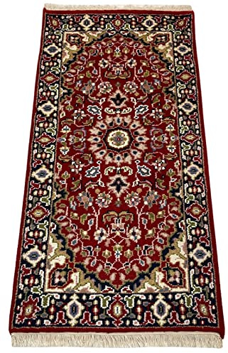 Rot Teppich Wolle Fußmatten Handgeknüpft 100% Schurwolle 70X140 cm D7