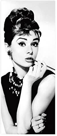 TüRtapete Selbstklebend TüRposter TüRaufkleber Tapete, Wandaufkleber für Schlafzimmer, Heimdekoration, wasserdicht, abnehmbar, Premium Vinyl Upgrade, Schwarz Weiß Schönheit Audrey Hepburn