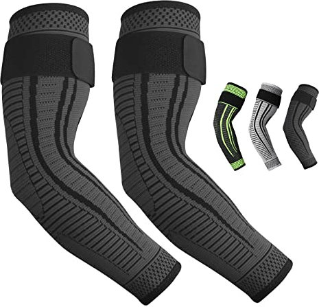 Ruilala Ellenbogenbandage Kompression für Damen Herren Atmungsaktive Ellenbogen Bandagen 2 Stück Rutschfeste Ellenbogenstütze für Tennisarm, Golferarm, Sport, Arthritis, Sehnenentzündung (Schwarz, M)