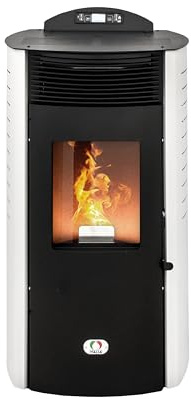 STUFE A PELLET ITALIA Siberia Aria New 18 KW Doppia Canalizzazione WiFi - Stufa ad Aria Ventilata Efficienza 91% Scalda 180m² Autonomia 30H Programmabile 5 Velocità e Potenze Garanzia 24 Mesi Bianco