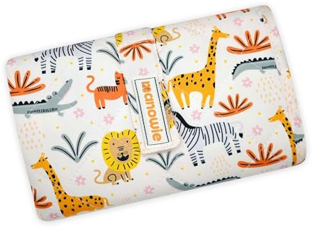 manowie® Portable Baby Changing Mat – Foldable Waterproof Travel Mat for Newborns | Compact Changing Bag | Pram & Nappy Bag | Safari Animals