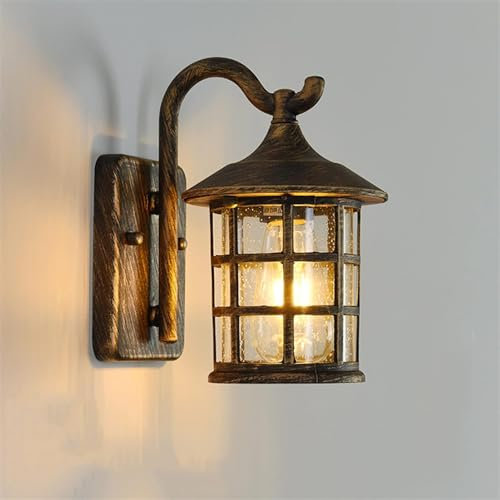 Applique Da Esterno, Lanterna Applique Da Parete Lampada Impermeabile In Alluminio E Vetro Giardino Retrò Luci Da Esterno Arredamento Rustico E27 Lampada Da Parete Per Casa Porta Di Casa Scale