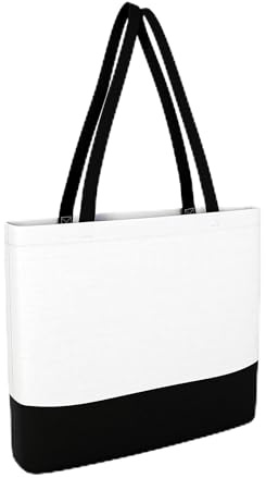 IMFAA ZIPPED Plain 10oz Strong Large(50X40X12) Cm Reusable Grocery Shopping, Fashionable Two-Tone Bags for Crafts, DIY and Creative Designs Cotton Canvas Tote Bag(Black & White 50x40x12)