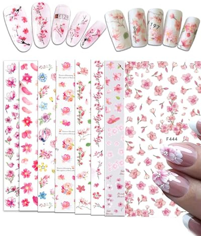JEXOWIQ pegatinas de flores para uñas decorativas autoadhesivas semipermanentes para mujer y niñas DIY