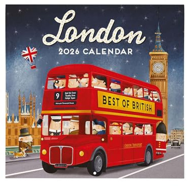 Legami - Calendario de Pared 2026, London, Calendario de Pared Grande, 12 Meses y Planificador Anual, en 6 Idiomas, Espacio para Notas, Signos del Zodiaco, Días Festivos Internacionales, 30 x 29 cm