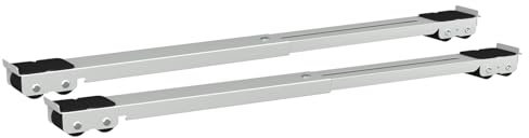 vidaXL Base de Lavadora Ajustable Entre 46 y 71 cm, Carro rodante Resistente de 2 Piezas | Soporta hasta 300 kg, Acabado en Acero Blanco y Polipropileno Mover electrodomésticos de lav