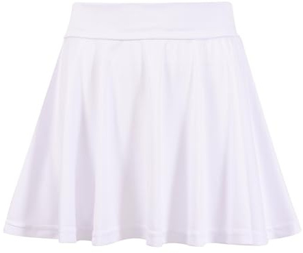 A2Z 4 Kids Jupe patineuse unie pour filles, tendance, touché doux et confortable, vêtement d'été pour l'école, âges 2 à 13 ans, blanc, 9-10 ans