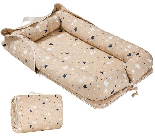 Baby Lounger for Newborn, Breathable and Soft Baby Lounger Pillow, Portable Infant Lounger with Removable Cover, Adjustable Lounger for Baby 0-12 Months, Tummy Time Baby Lounger for Home and Travel