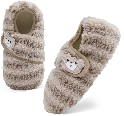 MK MATT KEELY Tofflor, baby, barfotaskor, vinter, inomhus, pojke, flicka, tofflor, halkfria, mjuka för löparskor, tofflor, BRUN, 12-18 månader