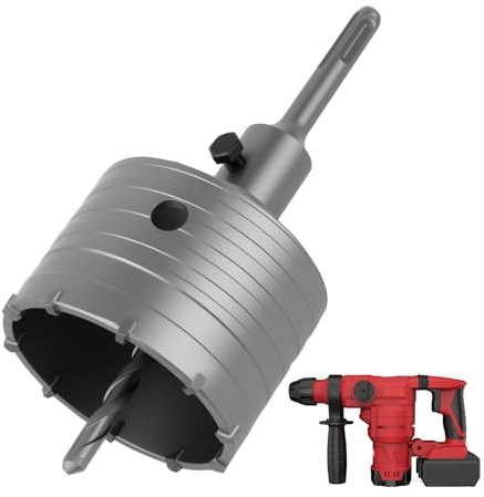 Sega a Tazza per Calcestruzzo da 82 mm, Seghe a Tazza per Cemento con Adattatore SDS Plus, Fresa per Cemento per Forare Muri in Mattoni, Argilla e Calcestruzzo, Strumento per Lavori di Muratura (82mm)