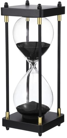 PATIKIL Grande Clessidra Decorativa, 30 Minuti Clessidra In Legno Moderna Per Cucina Gioco Ufficio Aula Cucina Casa, Nero(Stile 1)