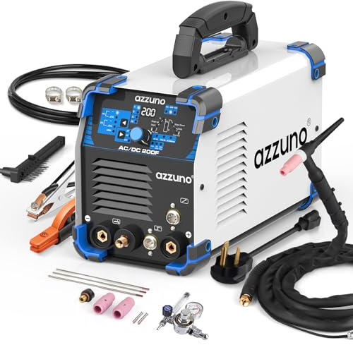 AZZUNO AC/DC TIG Welder 200A with Pulse, 110V/220V Aluminum TIG Welding Machine, ACDC TIG/PULSE TIG/SPOT TIG/Stick Welder Machine