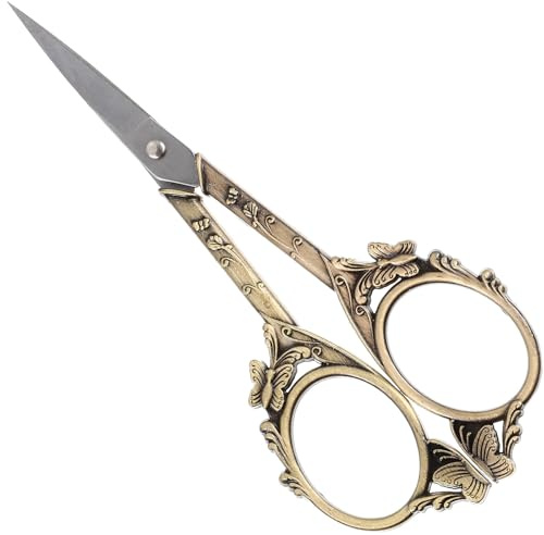 SUPVOX Ciseaux de Beauté Rétro en Acier Inoxydable Or, Multi-fonction Prise Antidérapante, Ciseaux à Poils de Nez Réutilisables pour Hommes et Femmes