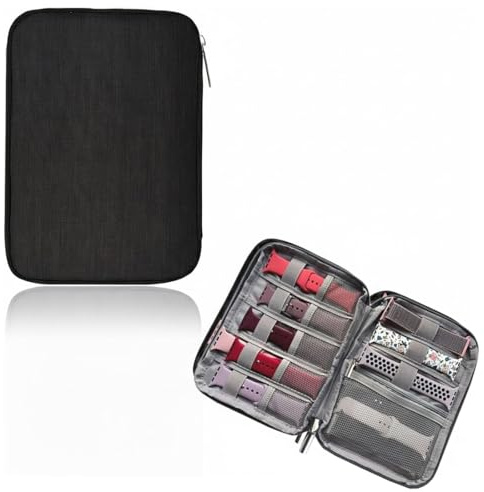 COYUN Estuche de almacenamiento para correa de reloj, bolsa organizadora de correa de reloj, soporte impermeable para correa de reloj, compatible con todas las correas de reloj y accesorios(Negro)