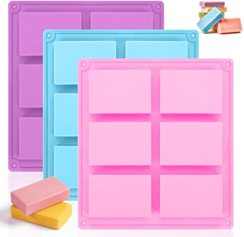 Seifenformen Silikon, 6 Hohlraum Silikonform Seife, Rechteckig Seife Selber Machen Formen,Seifengießform DIY Seife Selber Machen, Silikonform für Handarbeit Seife Kuchen Schokolade