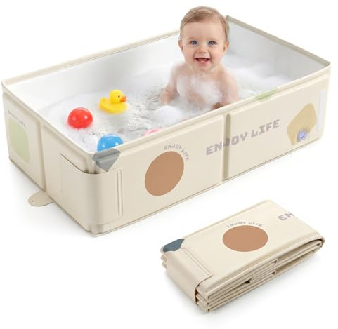 Orzbow Bañera Bebe Plegable con Pegatina de Temperatura, Blanco