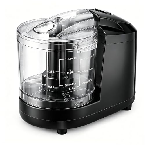 Cozary Tritatutto da Cucina Elettrico 350ml, Mini Robot Cucina Multifunzione con Lama in Acciaio Inox, Frullatore Tritatutto per Verdure, Carne, Frutta Secca, Cipolla, Aglio - Passaverdure Elettrico