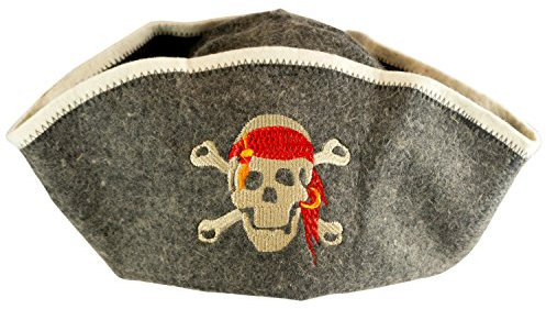 Chapeau de sauna - Modèle Pirate - 100 % coton - Bonnet de sauna en feutre pour femmes et hommes