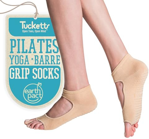 Tucketts – Chaussettes antidérapantes sans orteils pour femmes, pour yoga, barre, pilates, fabriquées en Colombie, taille unique