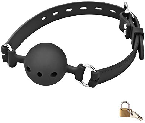 Ball Gag Silikon SM Sexspielzeug Atmungsaktiver Mundknebel mit Schloss BDSM Mundknebel Fetisch Sex Knebel Rollespiele Bondage Atmungs Mund