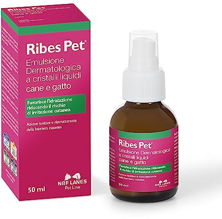 NBF Lanes | Ribes Pet Emulsione Dermatologica a Cristalli Liquidi Cane e Gatto 50 ml, Favorisce l'Idratazione Riducendo Il Rischio di Irritazione Cutanea