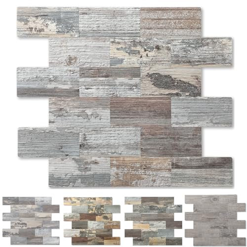 Pack de 10 tuiles décapées dosseret pour cuisine 11.3 x11.5 épaisse planche dosseret carrelage pour salle de bain, applique escalier, table à laver, ecru Rustic chambre