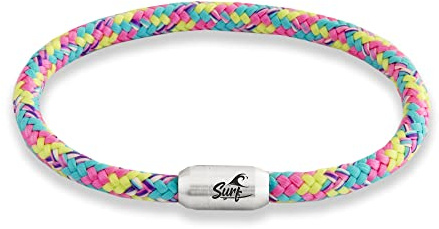 Paris Montana Paracord surfararmband | flätat armband av sjömansgarn | maritim och vattentät | 6 mm Ø | Surfargravyr | Handgjord | Kvinnor och män | segelrep, 19 cm - 24 cm, Gummi