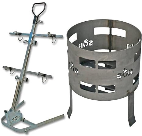 Kit Premium Parrilla Argentina Asado Brasero (Stoker) + Pesada/Estaca BBQ Asador