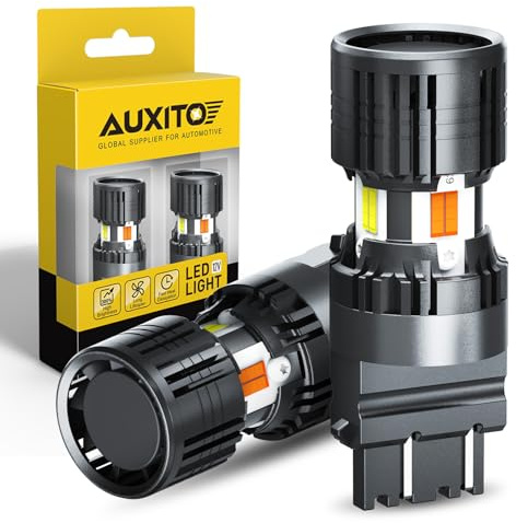 AUXITO Latest CANBUS 3157 Switchback LED Bulbs 3057 3457 4157 Dual Color Amber/White Anti Hyper Flash Built-in Resistor Error Free Turn Signal Lights and DRL/Parking Lights, Pack of 2