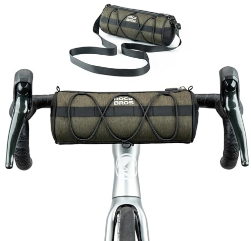 ROCKBROS Sacoche de Guidon de Vélo, Sacoche de Vélo Cadre Multifonctionnelle, Sac de Handlebar avec Bandoulière Bikepacking pour VTT, VTC, Vélo de Route Vert 2 L