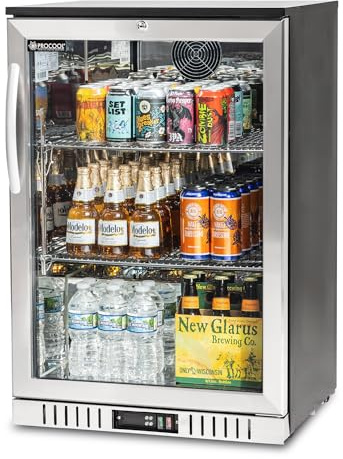 Procool 1-Door Undercounter Refrigerator - 33” Tall Energy Efficient Stainless Steel Beverage Cooler With Glass Door & White LED Lights - Residential Beverage Refrigerator For Home Bars