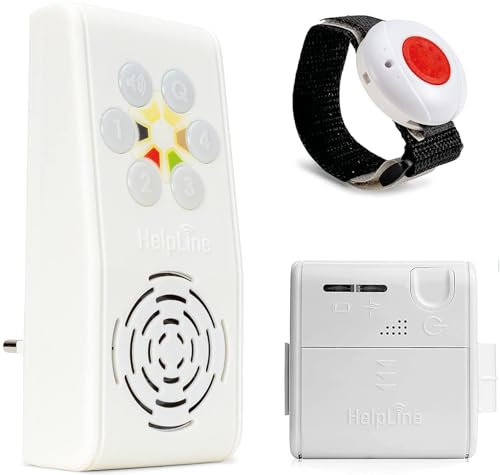 Helpline Mini: Tragbarer Hausnotruf mit Notruf Sender und Gürtel-Clip für die häusliche Pflege, Set mit Helpline 230 & Armbandsender