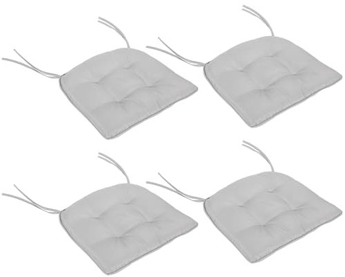 Outsunny – Juego de 4 cojines de silla de jardín acolchado – Cojín exterior – Cojín de asiento – 4 cm – Tejido de poliéster dim. 43 x 41 cm, gris claro