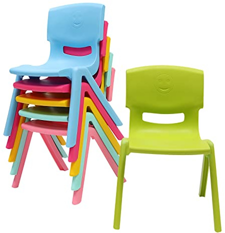 Blisiour 6 Pcs Colorful Stackable School Chairs with 11inch Seat Height Colorful Plastic Classrooms Chair Stacking Stools Kids Learning Chairs Indoor Outdoor for Home, Preschool, Daycare Center
