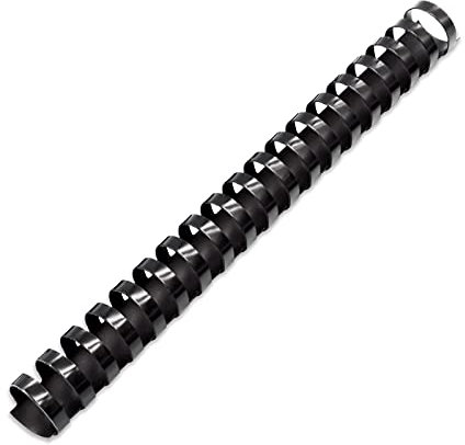 Binditek Plastic Binding Combs, 21 Ring, 200 Sheets (80gsm) Capacity,25mm A4 Comb Binder Spines, Pack of 50, Black, for Students and Coworkers