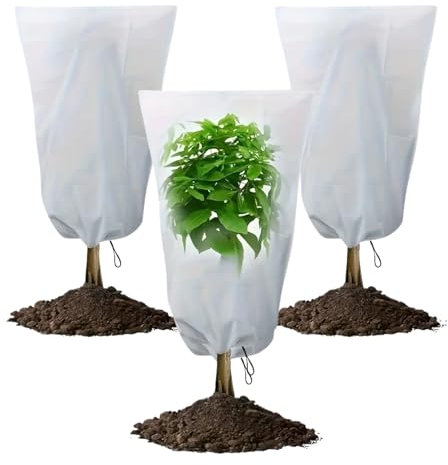 Cappuccio Protezione Piante Inverno 3 Pezzi da 1,5x1,8 m, Telo Antigelo per Piante in Tessuto non Tessuto, Copertura Piante Inverno 17g/m2, telo per piante inverno antigelo, telo termico per piante